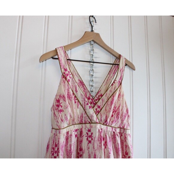 LOFT 100% Silk Boho Maxi Dress Floral Empire Waist Resort Summer Size 10 - Picture 4 of 12